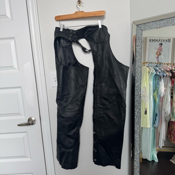 Vintage Black Leather Chaps motorcycle S - Picture 3 of 8